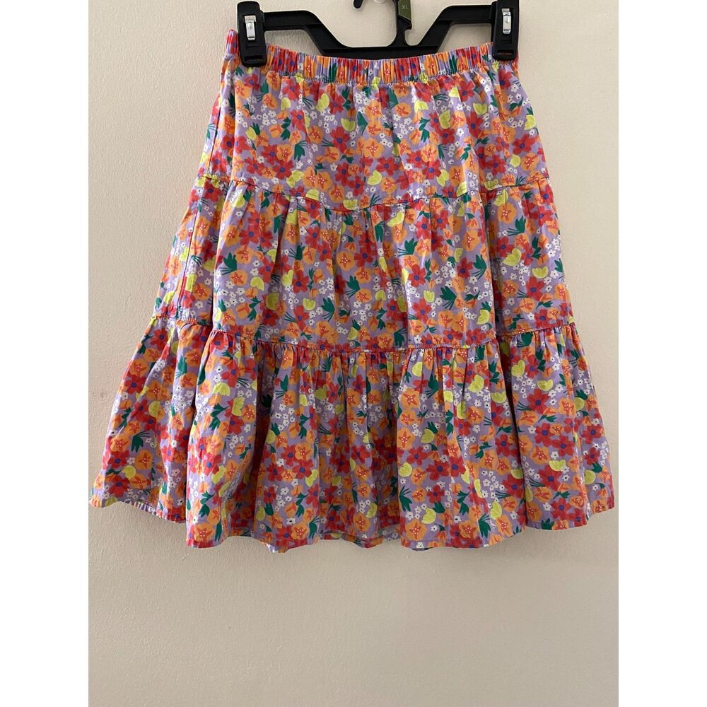 Tea Collection Girls Size 14 Purple Floral Tiered Ruffle Twirl Skirt Cotton